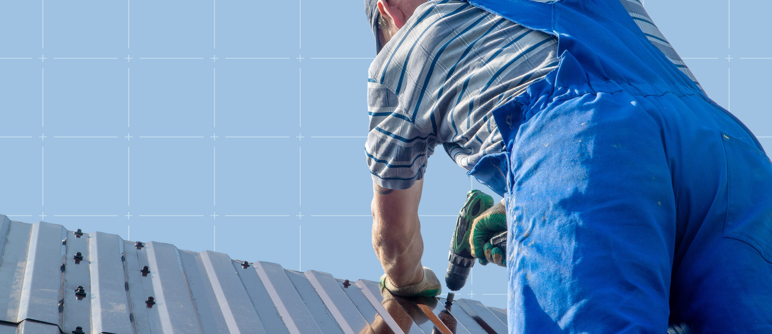 Worker on Metal Roof